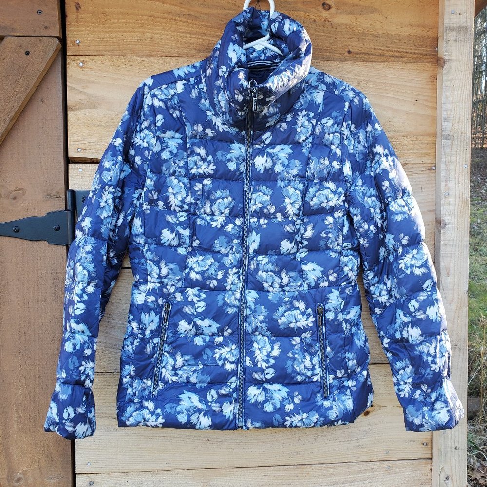Lands' End Floral Puffer coat EUC